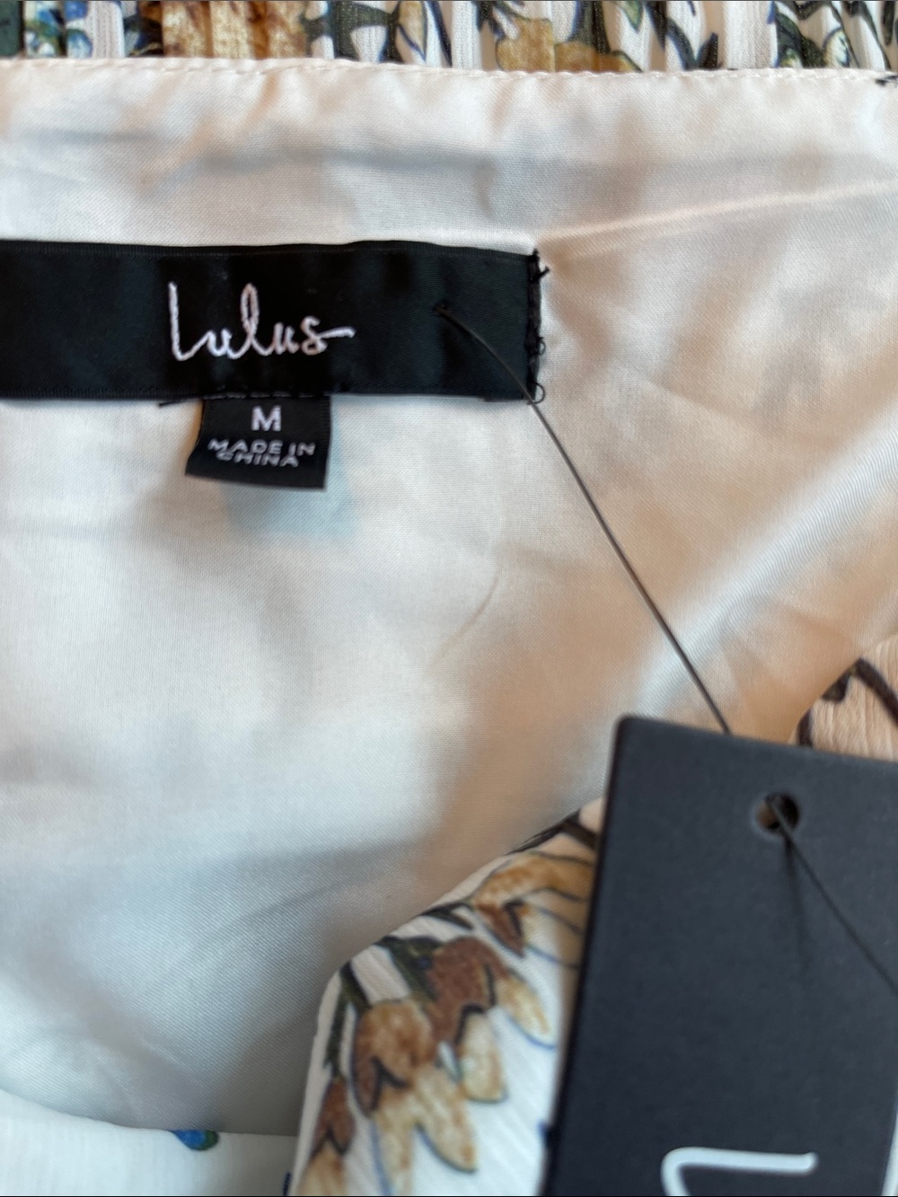Lulu's Cream Midi Dress with Navy Floral Print - Picture 7 of 8